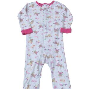 Gerber Zip Up Footless Sleeper Girls Size 12M White Pink Bunny Toddler Pajamas‎